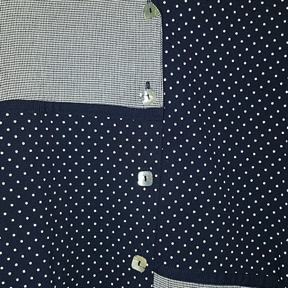 Teddi navy white block pattern top Sz. PM - Picture 3 of 4